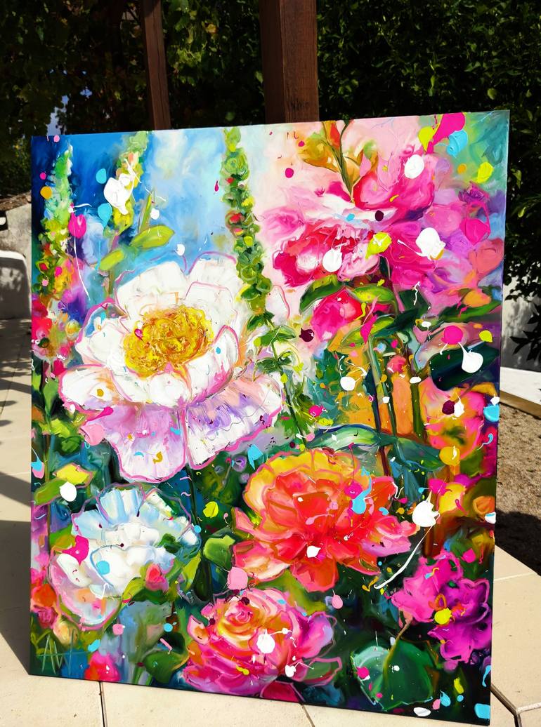Original Contemporary Floral Painting by Angie Wright
