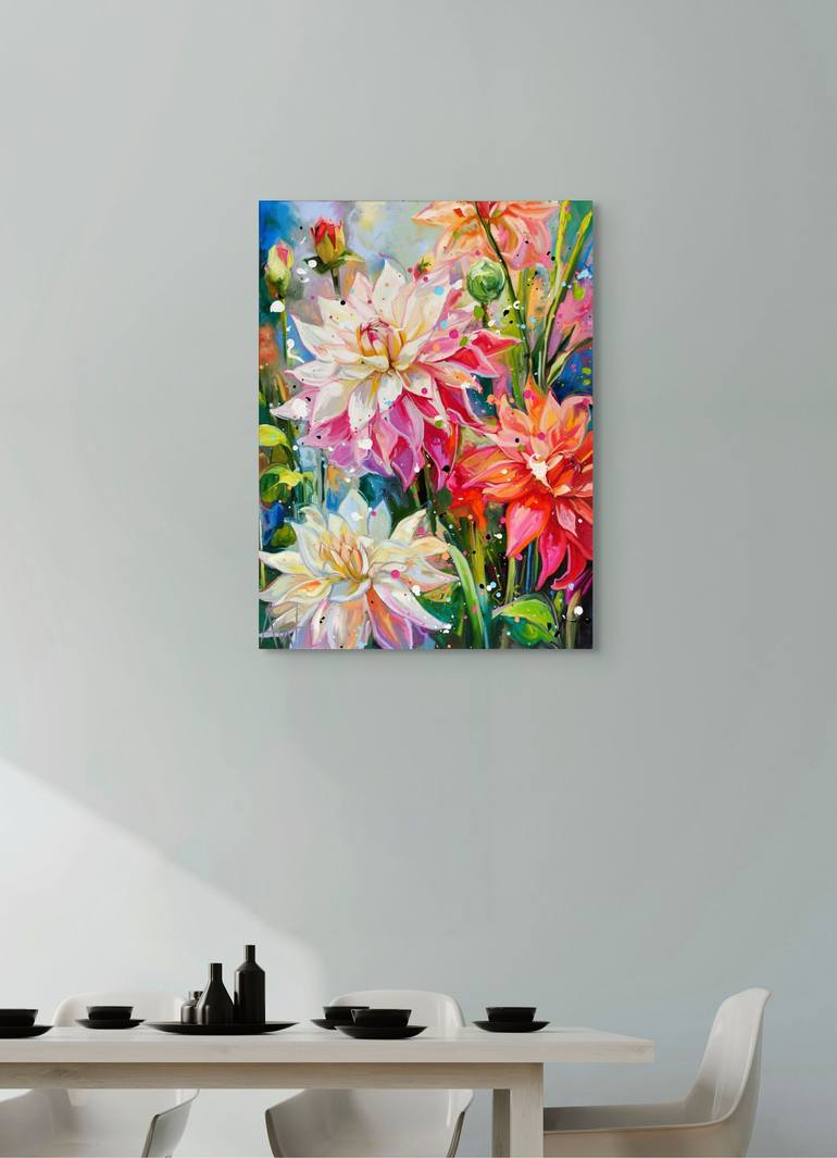 Dahlia Reverie Painting by Angie Wright | Saatchi Art