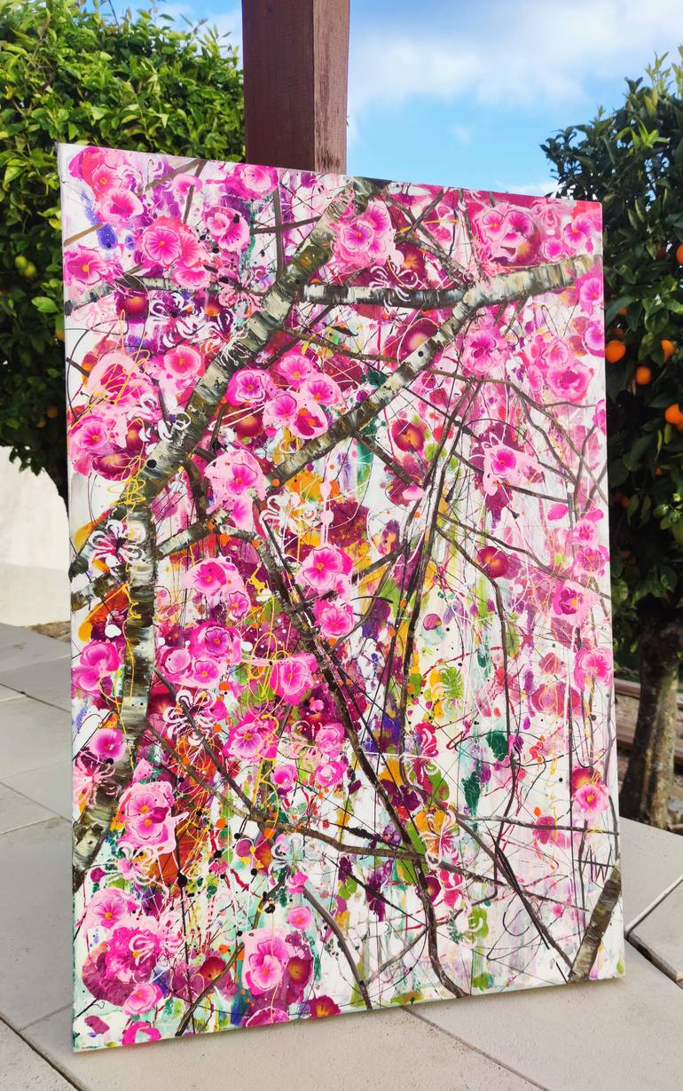 Original Abstract Floral Painting by Angie Wright