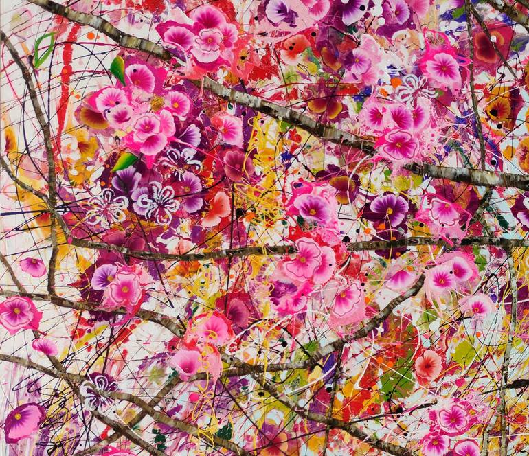 Original Abstract Floral Painting by Angie Wright