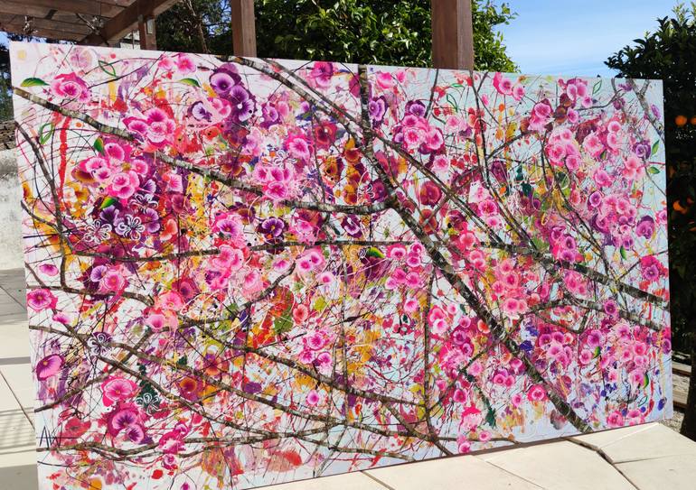 Original Abstract Floral Painting by Angie Wright