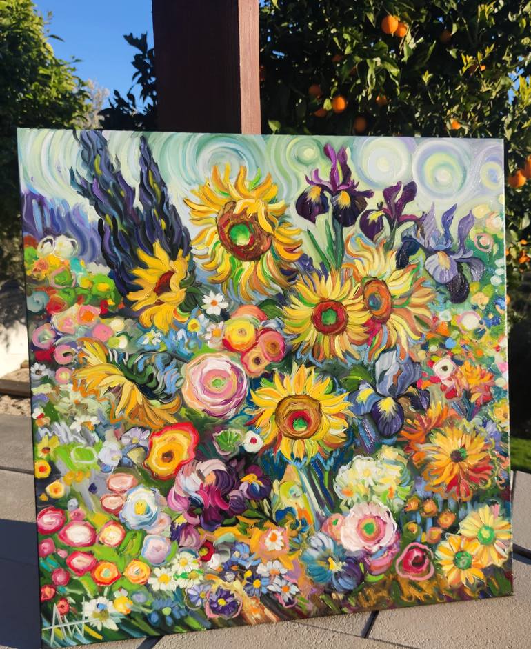 Original Abstract Floral Painting by Angie Wright