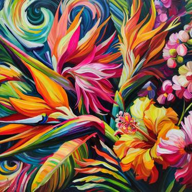 Original Abstract Floral Painting by Angie Wright
