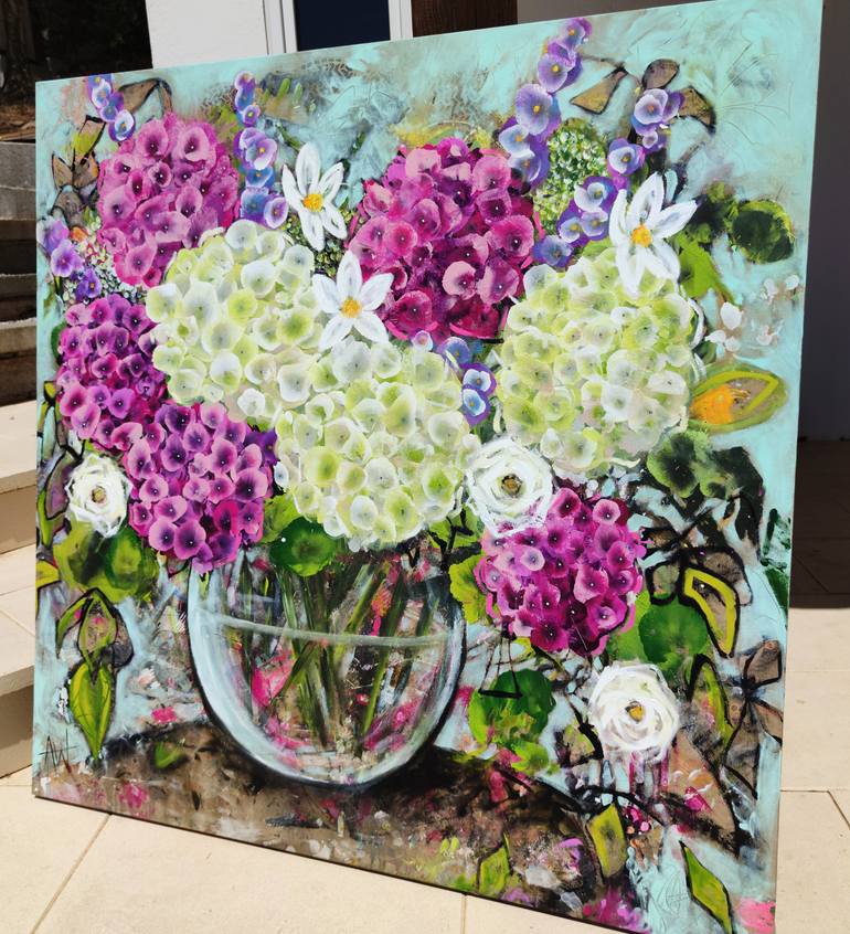 Original Abstract Expressionism Floral Painting by Angie Wright