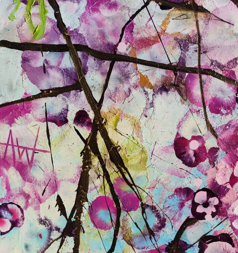 Original Abstract Expressionism Floral Painting by Angie Wright