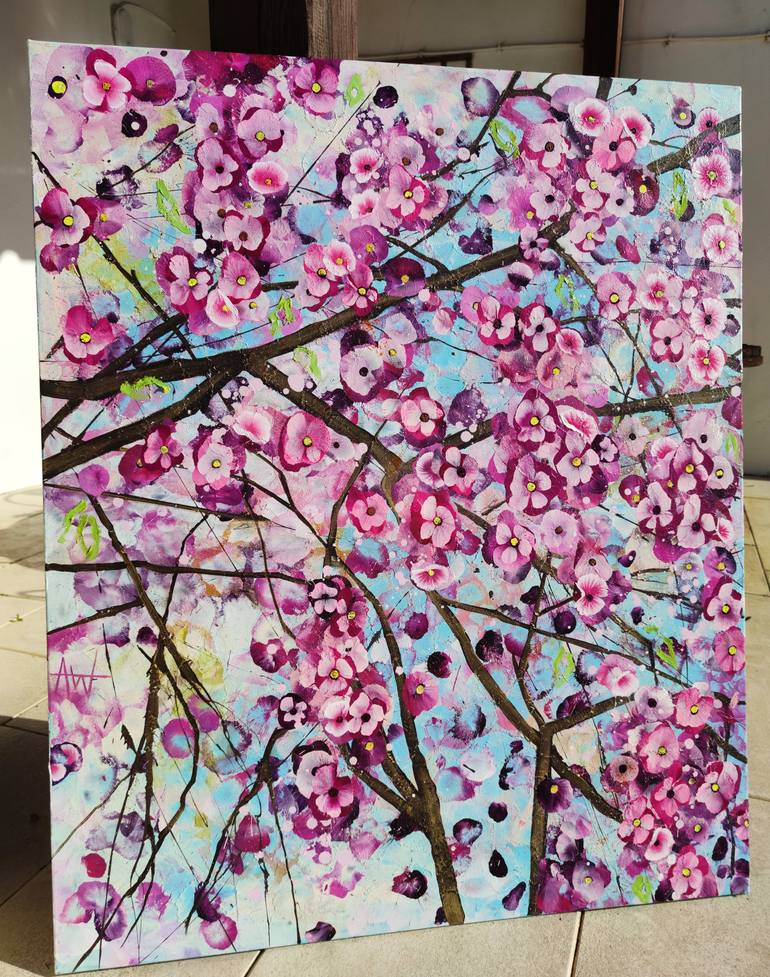 Original Abstract Expressionism Floral Painting by Angie Wright