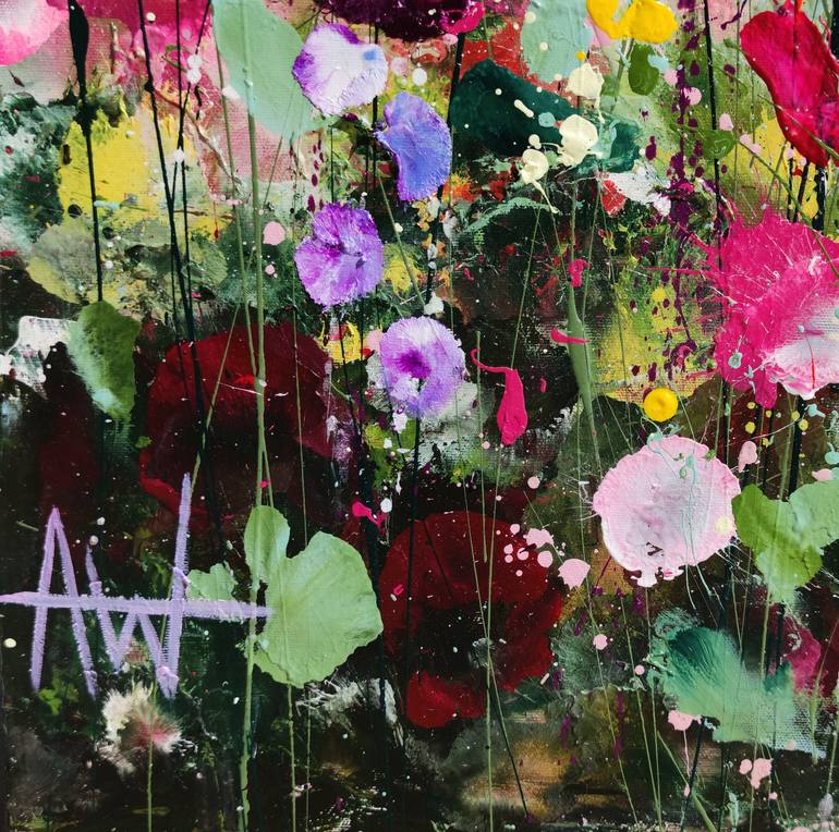 Original Abstract Expressionism Floral Painting by Angie Wright