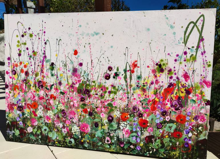 Original Abstract Expressionism Floral Painting by Angie Wright