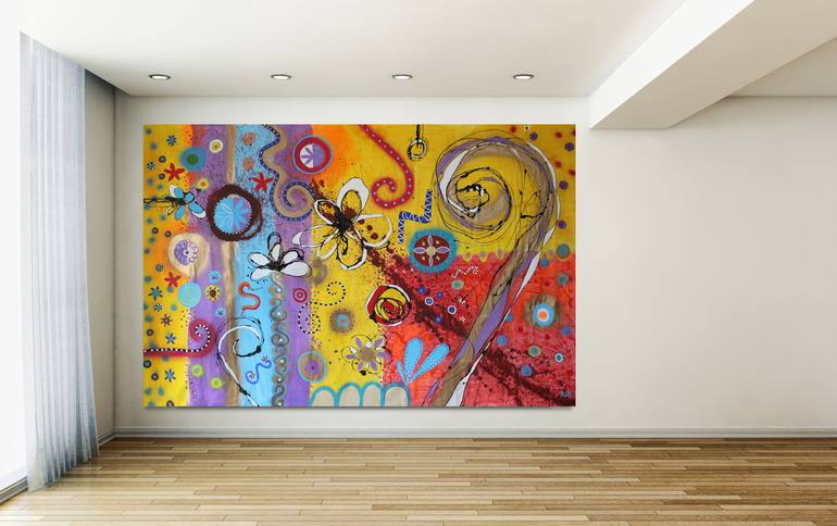 Original Art Deco Abstract Painting by Maria Moretti