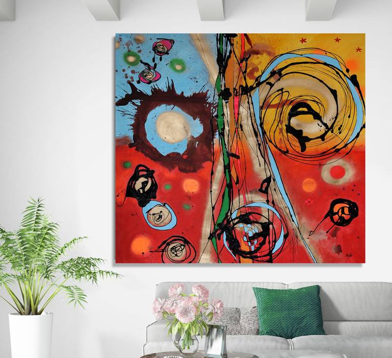 Original Art Deco Abstract Painting by Maria Moretti