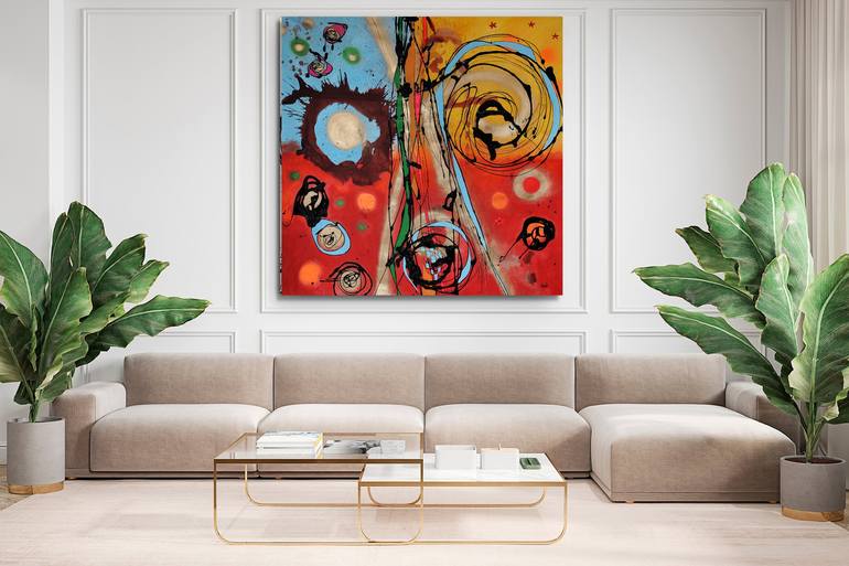 Original Art Deco Abstract Painting by Maria Moretti