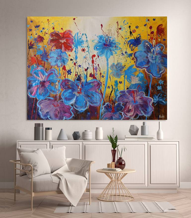 Original Modern Floral Painting by Maria Moretti