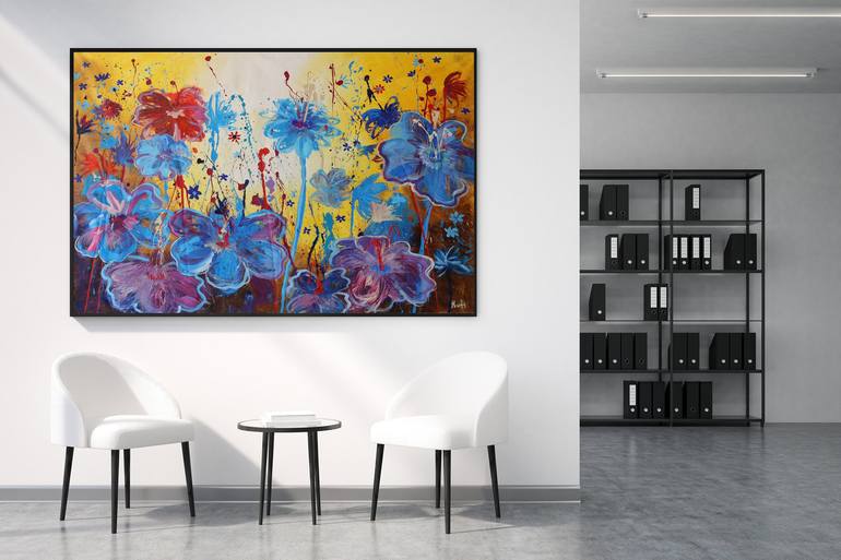 Original Modern Floral Painting by Maria Moretti