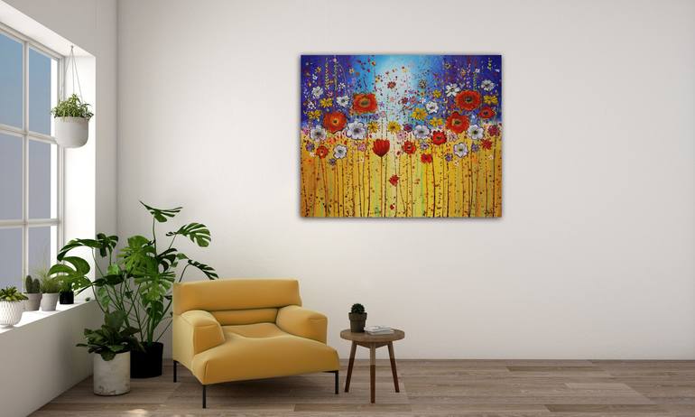 Original Modern Floral Painting by Maria Moretti