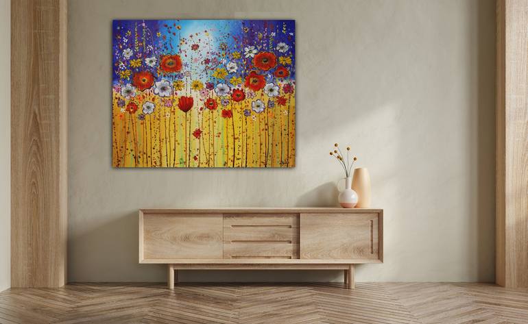 Original Modern Floral Painting by Maria Moretti