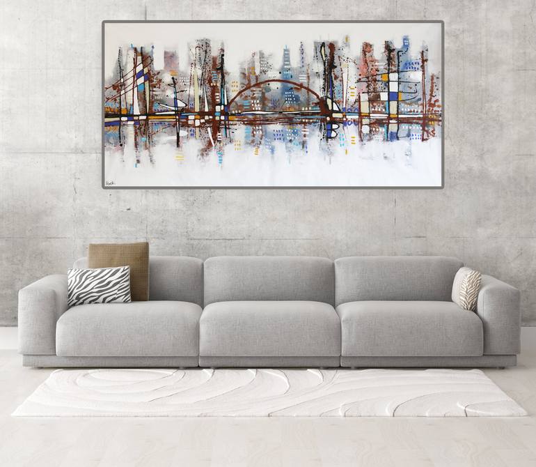 Original Art Deco Cities Painting by Maria Moretti