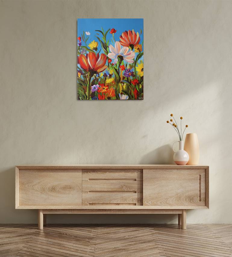 Original Art Deco Floral Painting by Maria Moretti