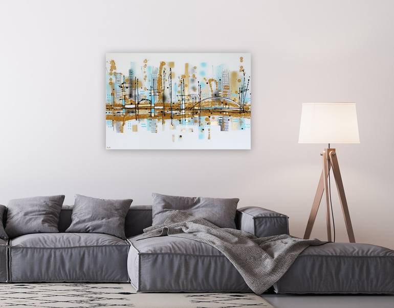 Original Art Deco Cities Painting by Maria Moretti