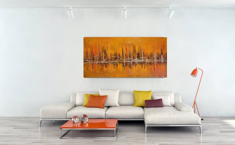 Original Art Deco Cities Painting by Maria Moretti