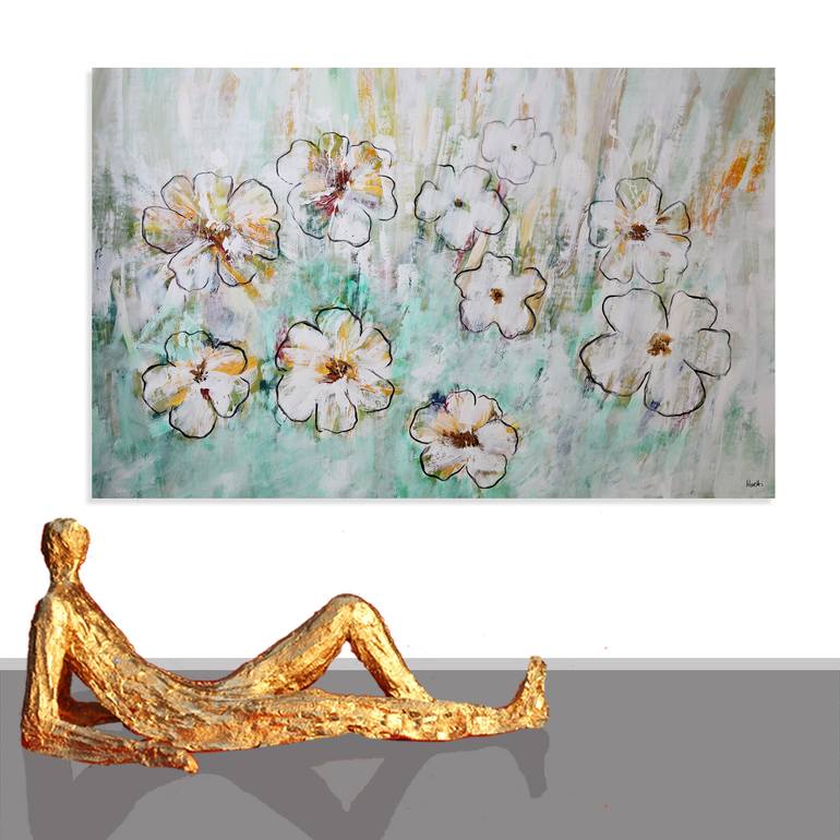 Original Art Deco Floral Painting by Maria Moretti