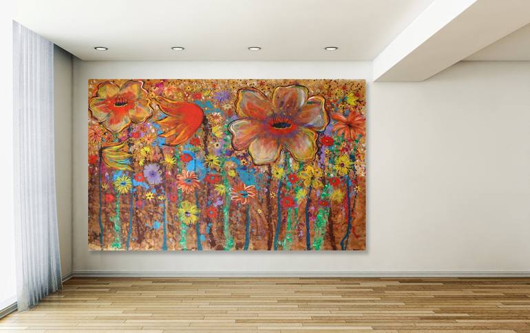 Original Modern Floral Painting by Maria Moretti