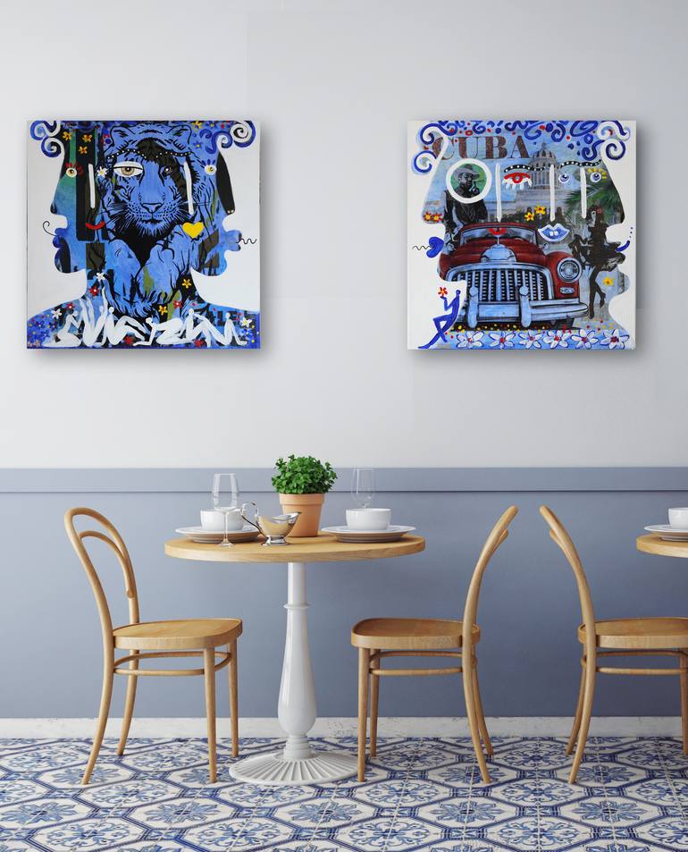 Original Art Deco People Painting by Maria Moretti