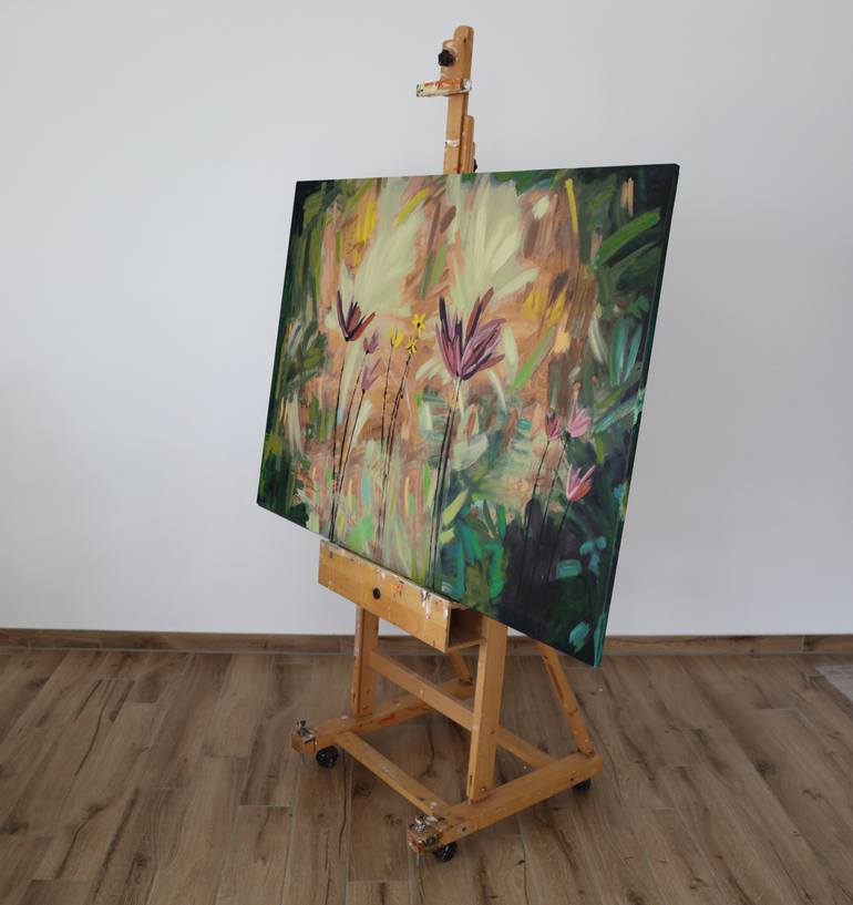 Original Art Deco Floral Painting by Maria Moretti