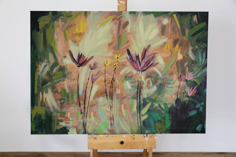 Original Art Deco Floral Painting by Maria Moretti