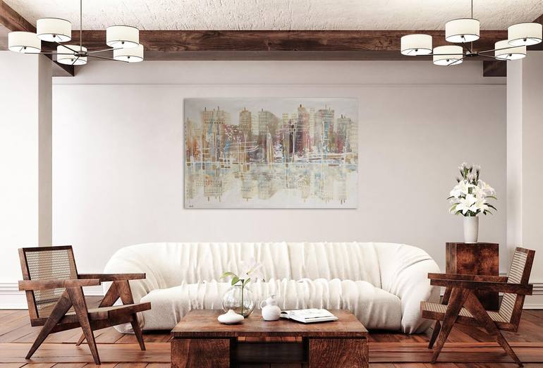 Original Art Deco Cities Painting by Maria Moretti