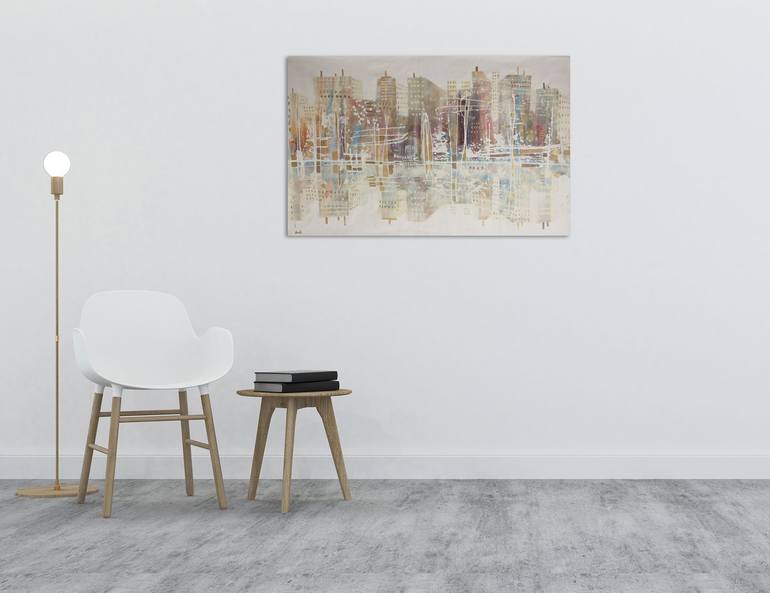 Original Art Deco Cities Painting by Maria Moretti