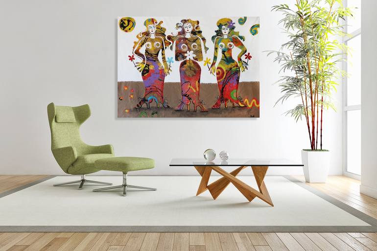 Original Modern People Painting by Maria Moretti