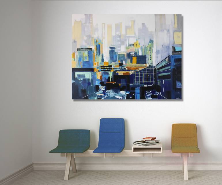 Original Abstract Cities Painting by Maria Moretti