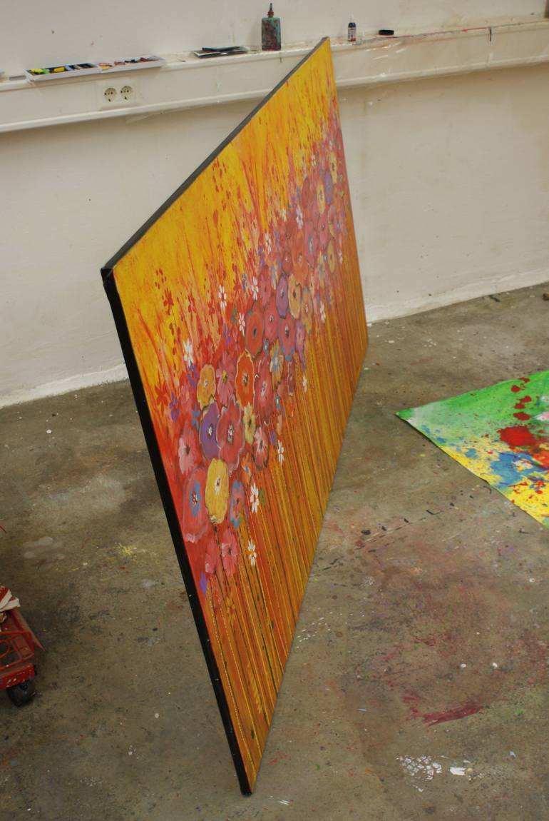 Original Art Deco Floral Painting by Maria Moretti