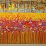 Red flower meadow: Floral painting: Large