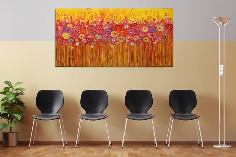 Original Art Deco Floral Painting by Maria Moretti