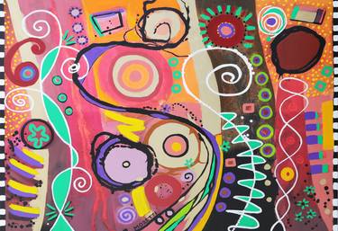 Original Art Deco Abstract Painting by Maria Moretti