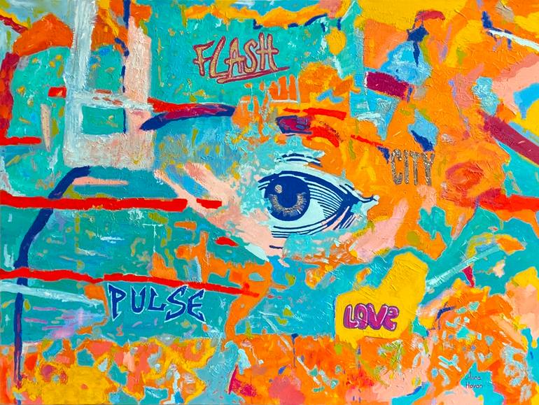 Original Cities Painting by Anna Hovan | Abstract Art on Canvas | "You Are Here"