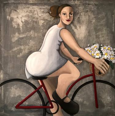 Original Figurative Bicycle Paintings by Tom Roy