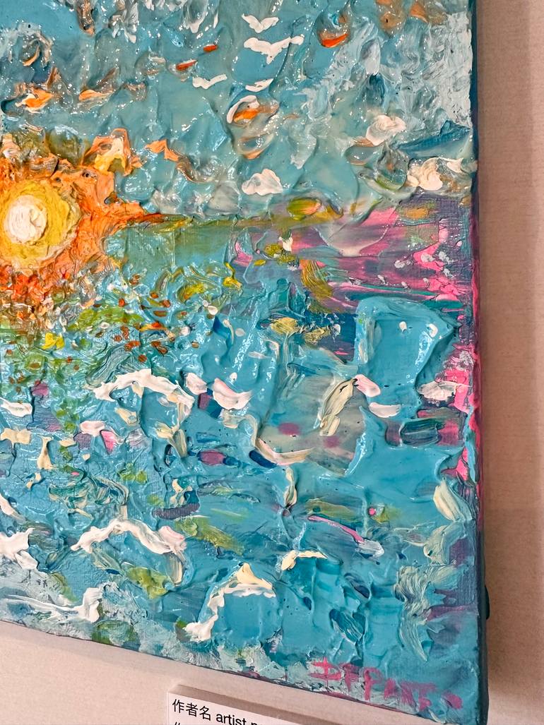 Original Abstract Beach Drawing by Yuliia Posmitna