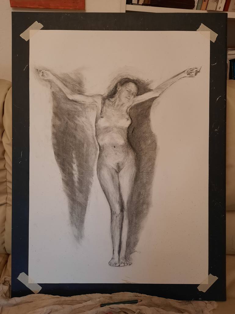 Original Realism Nude Drawing by Jenő Dienes