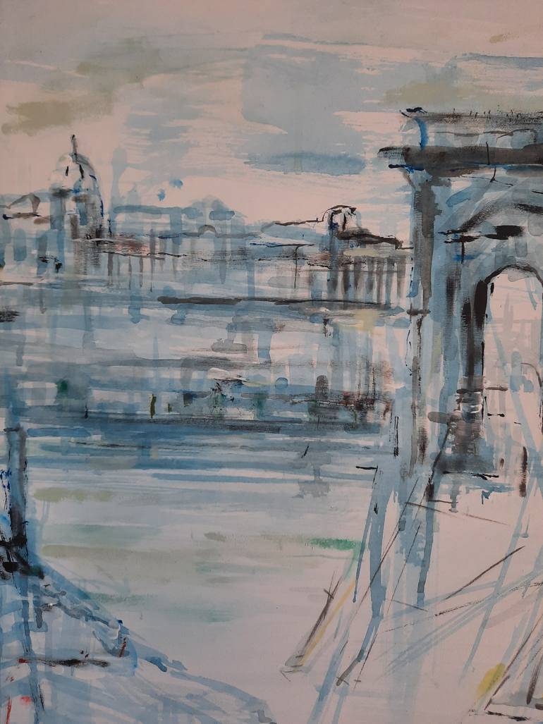 Original Impressionism Landscape Painting by Jenő Dienes