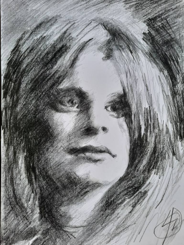 Original Portraiture People Drawing by Jenő Dienes