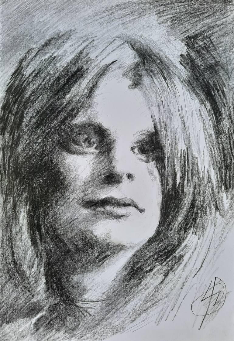 Original Portraiture People Drawing by Jenő Dienes