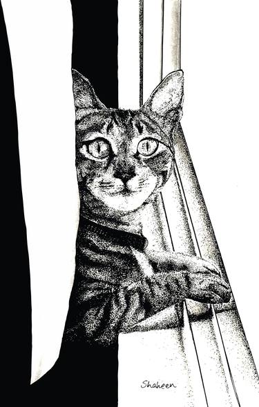 Souris the Cat, Stippled with Sakura Micron pens thumb