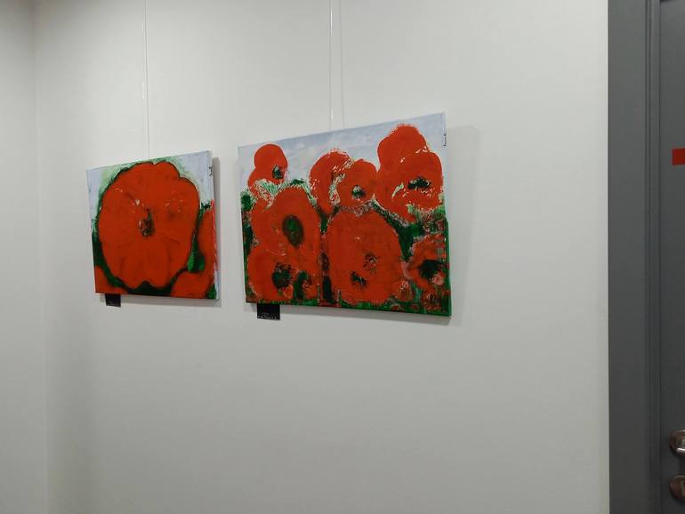 Original Abstract Expressionism Floral Painting by Marleen Becks