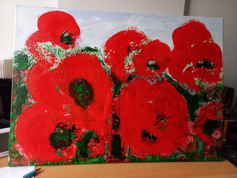Original Abstract Expressionism Floral Painting by Marleen Becks