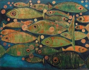 Print of Abstract Expressionism Fish Paintings by marleen becks