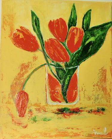 Original Art Deco Floral Paintings by marleen becks