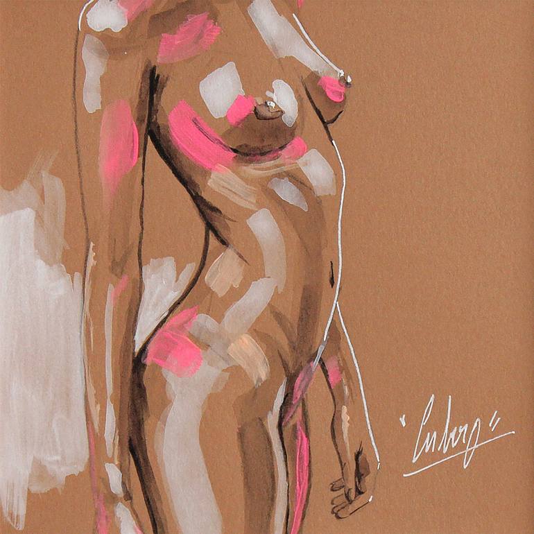 Original Expressionism Nude Painting by Nathalie Cubéro