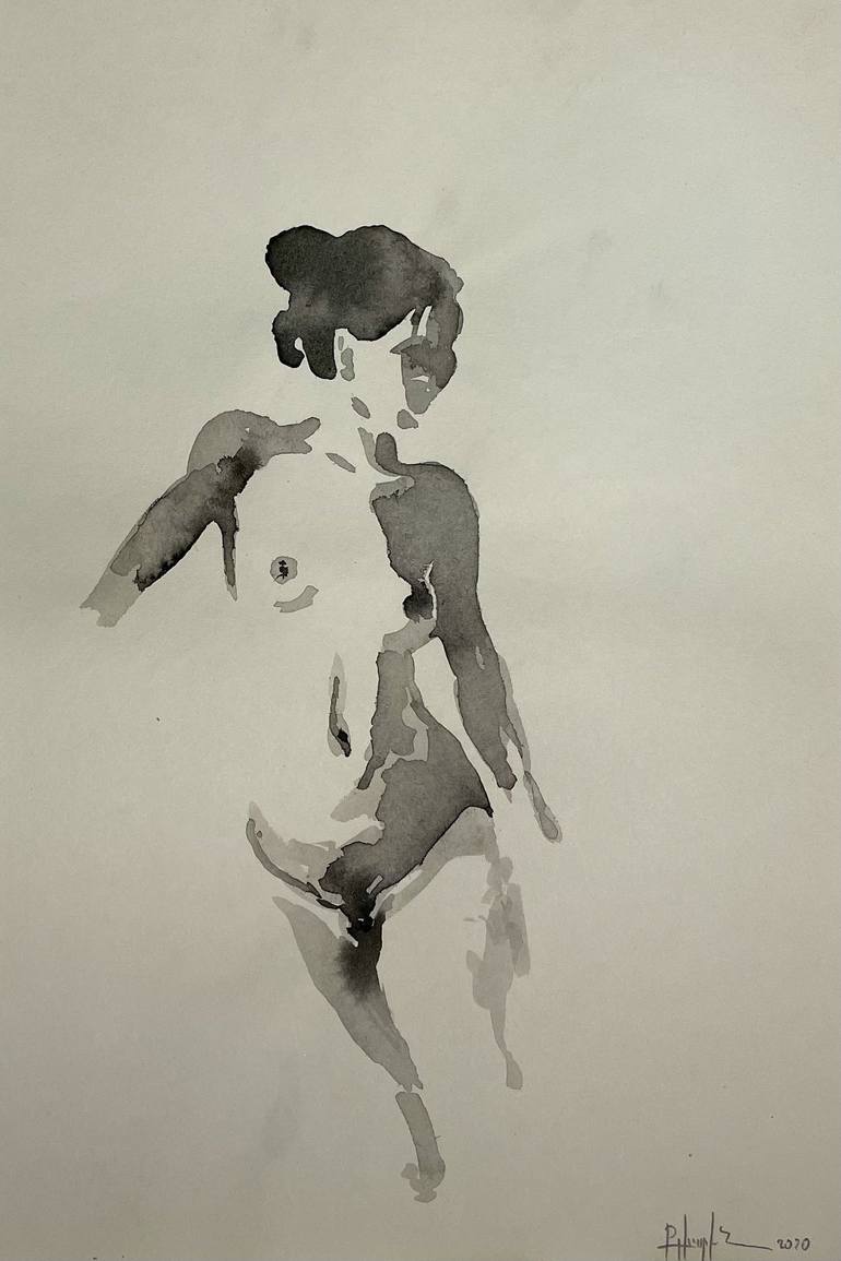 Naked woman New Watercolor Drawing by Tina Karakeshishyan | Saatchi Art